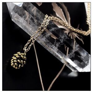 NEW Dainty Minimalist Antiqued Gold Pine Cone Necklace